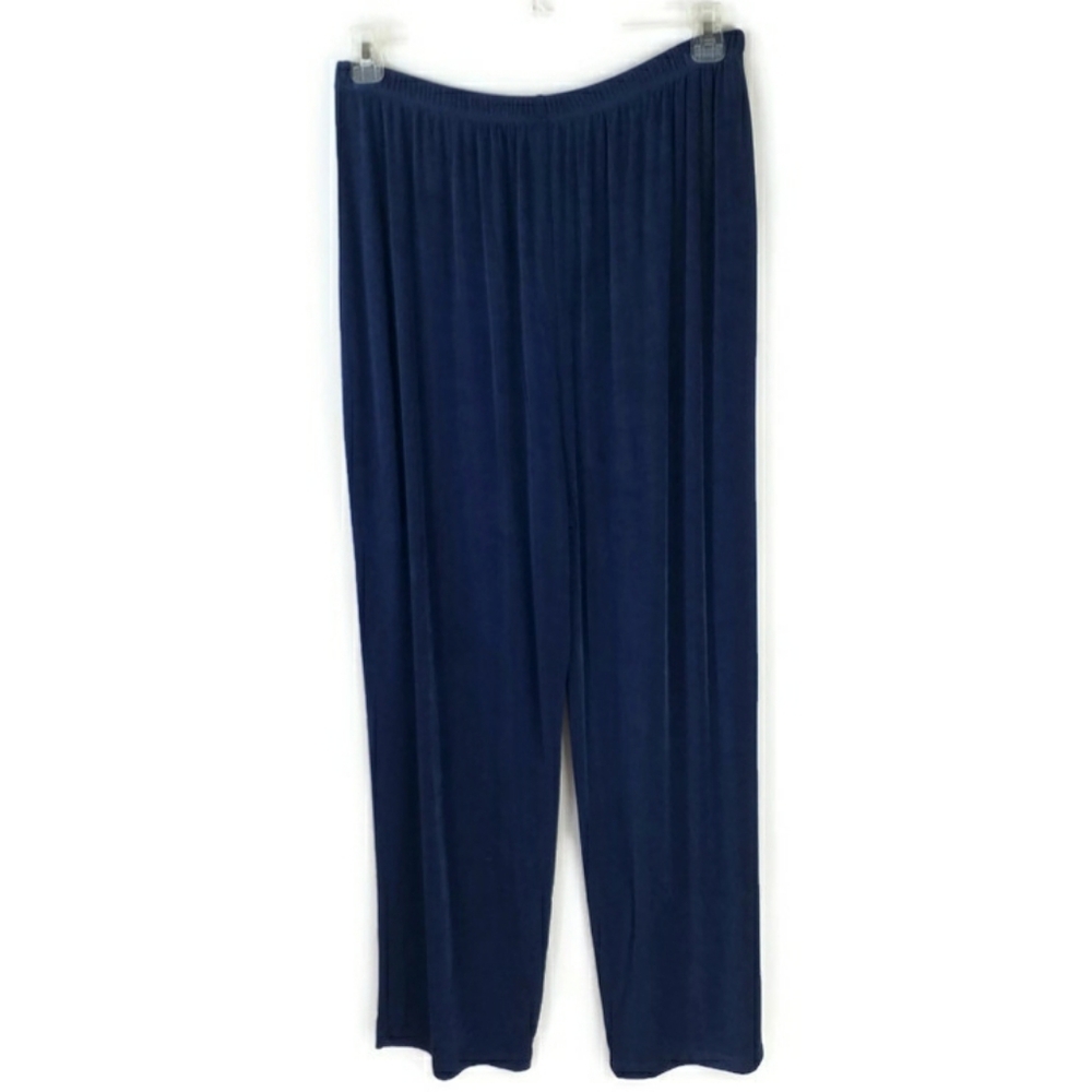 Citiknits Blue Pullon Straight Leg Pants Womens 2, US L/12 Slinky